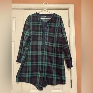 Old Navy - XL Plaid Flannel Button Up Sleep Romper